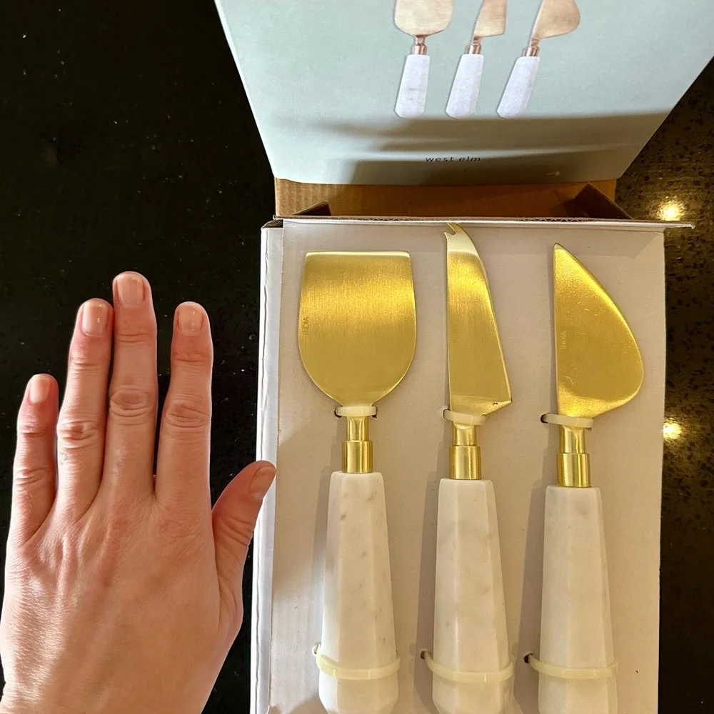 West Elm Marble & Brass Cheese Knives (set of 3)